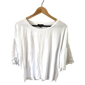 Lord & Taylor White Blouse with Ruffle Sleeves